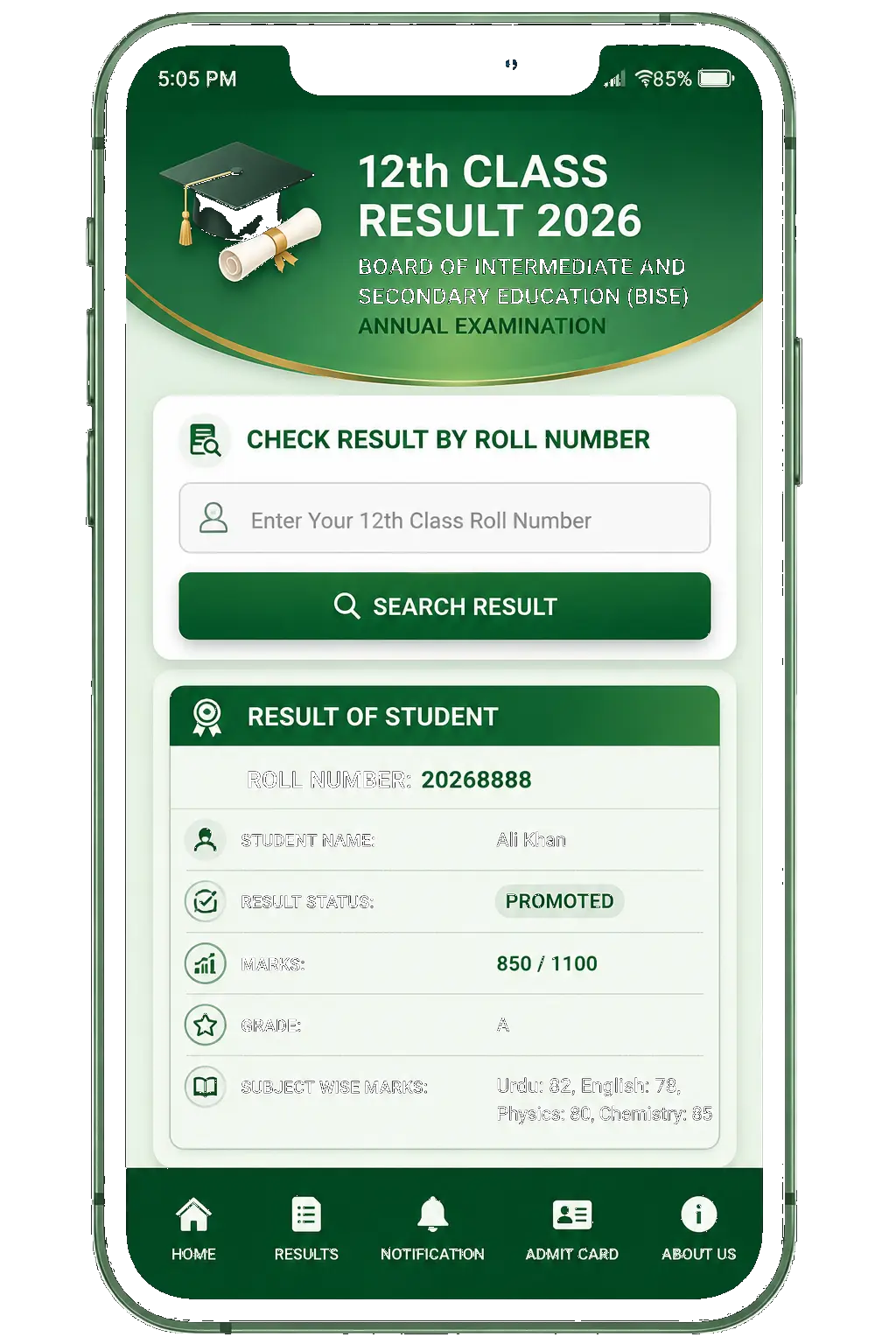 Check 12th Class Result 2026 by Roll Number